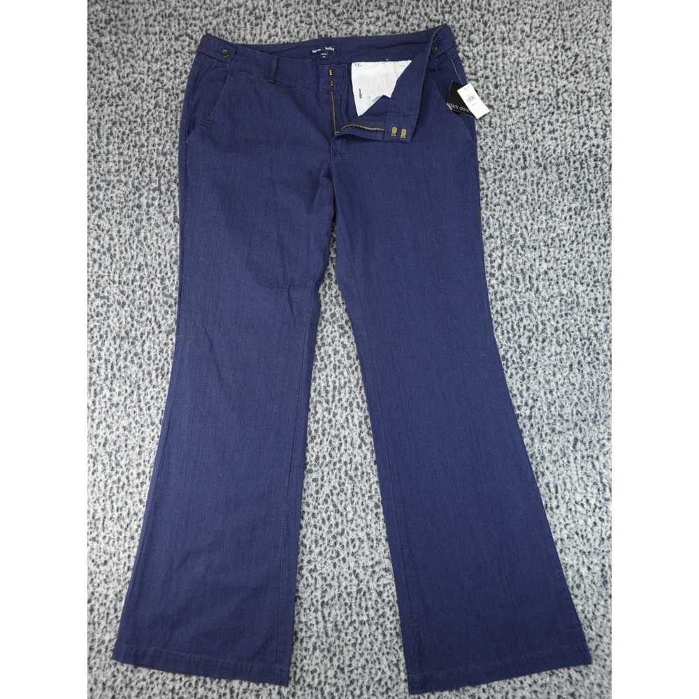 Gap Hadley Trousers Womens 12 Blue Wide Leg Dark Indigo Cotton Blend